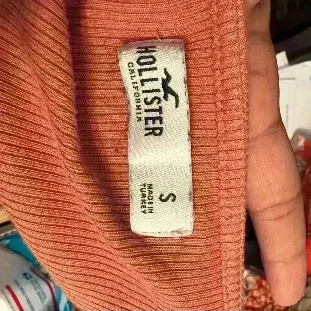 Hollister Ribbed Seamless Fabric Long Sleeve Tops Tie Front Size Small H09 - Picture 3 of 4